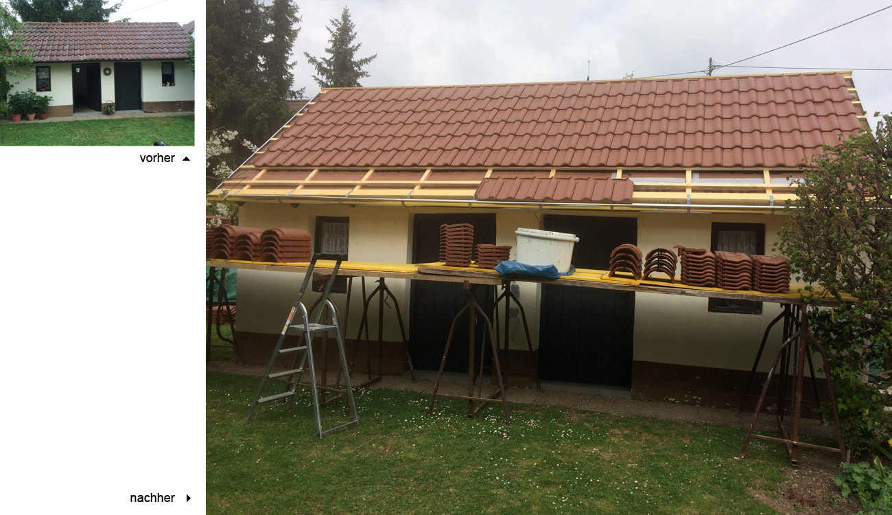 Neueindeckung Gartenhaus, Rutesheim