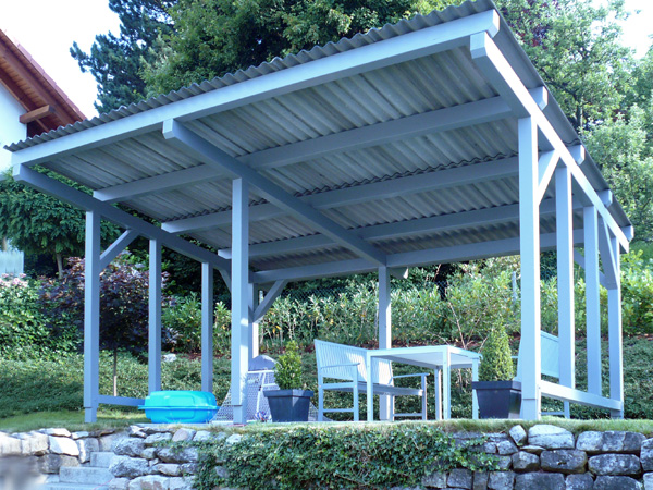 Pergola mit Welleternitplatten als Sitzgelegenheit, Leonberg