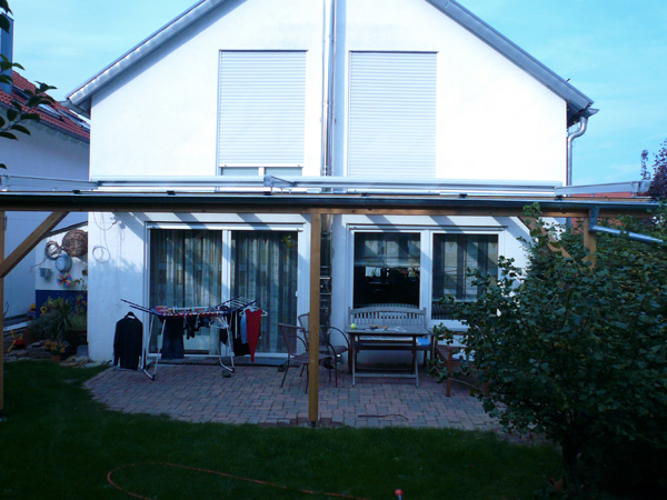Pergola mit Glasüberdachung und Markise, Hirschlanden